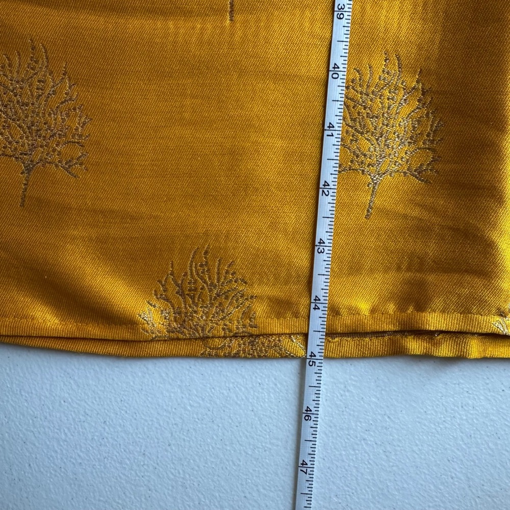 Mens Mustard Yellow Gold Tree Embroidered Kurta Tunic Mandarin Collar Size 44 - Picture 13 of 15